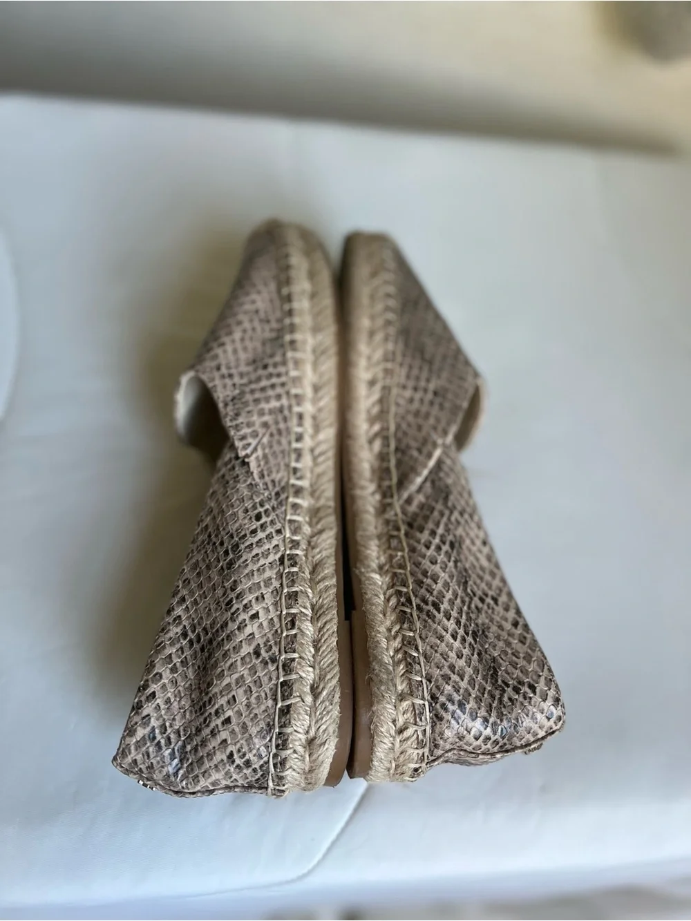 Sam Edelman Woven Snake-Print Espadrille Flats in Taupe size 8.5